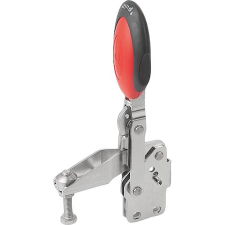 Kipp Vertical Toggle Clamps w. Safety Lock, straight foot, adj. spindle, SS K0663.106103